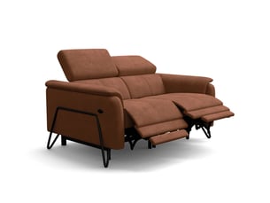 Canapé 2 places roden, 2x relax, tissu velours marron