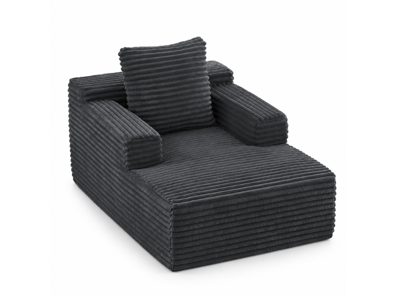 Méridienne convertible en velours côtelé gris foncé, mousse haute densité et ressorts ensachés IKSETERA TRADING LTD - Conforama A