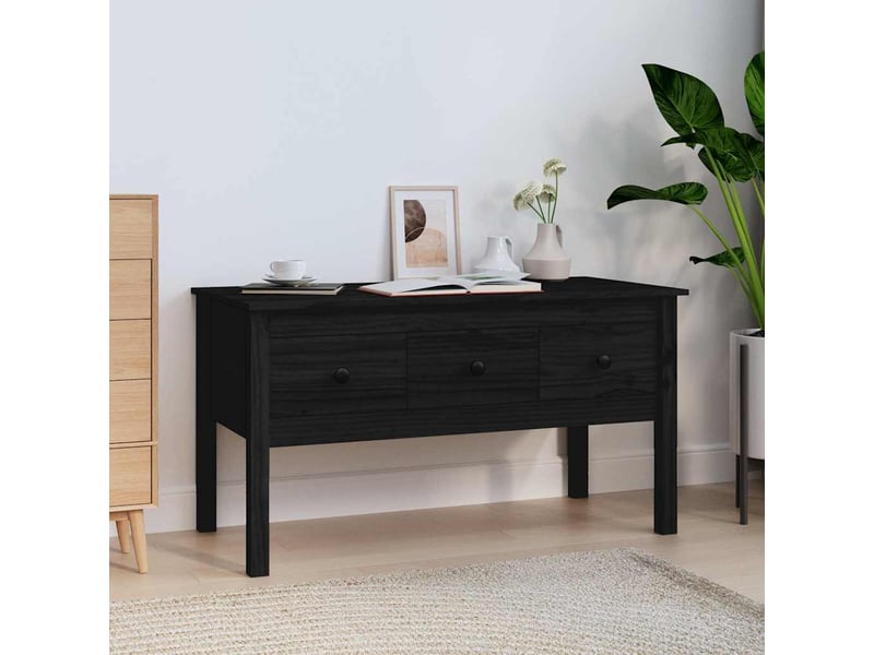  Table basse - table de salon - table à thé noir 102x49x55 cm bois massif de pin  - Conforama B