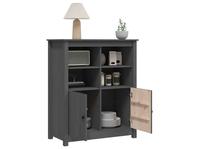  Buffet - bahut - meuble de rangement gris 83x41,5x100 cm bois massif de pin  - Conforama E