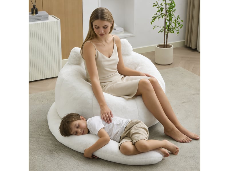 Canapé lounge adulte design original blanc, fauteuil pouf confortable sans montage - Conforama E