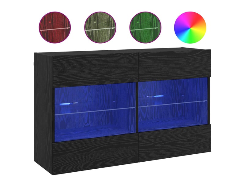  Meuble tv - banc tv - meuble de rangement mural 98,5 x 30 x 60,5 cm chêne noir  - Conforama D