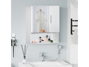 Armoire murale miroir de salle de bain avec portes et étagère réglable - dim. 54l x 15,2l x 55,3h cm blanc