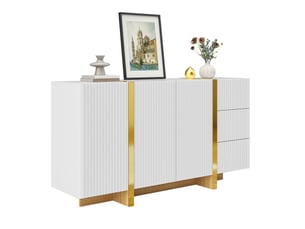 Buffet 3 porte(s)  3 tiroir(s) MEUBLIV  - 140 cm coloris blanc 