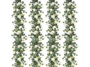 Lot de 4 guirlandes de fleurs artificielles, guirlandes de vigne de roses de mariage, guirlande d'eucalyptus, suspendue décoration de fête, champagne