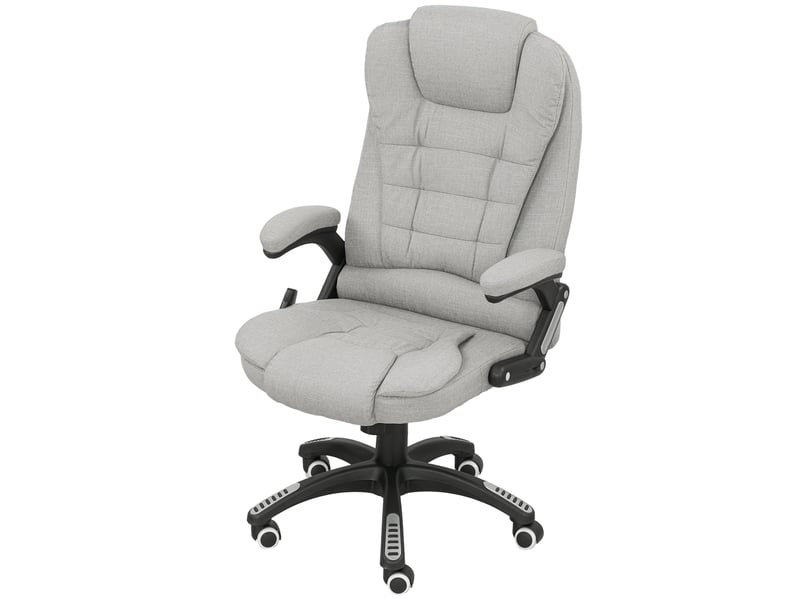  Fauteuil de bureau massant et chauffant, chaise de bureau, polyester, 72x68x120cm, gris clair  - Conforama A