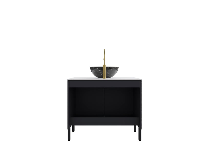  Meuble vasque 76x48x89 cm deux portes mdf noir  - Conforama A