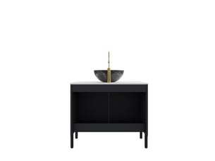 Meuble vasque 76x48x89 cm deux portes mdf noir
