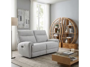 Canapé relax motorisé 2 pl en tissu microfibre gris clair – connor