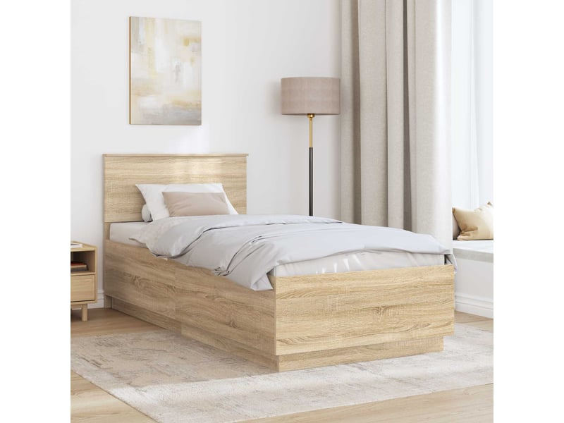  Lit simple- lit adulte -  cadre de lit chêne sonoma 70 x 190 cm bois d'ingénierie  - Conforama B