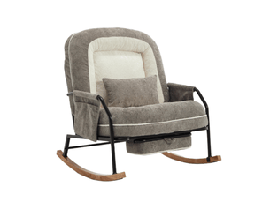 Rovryn fauteuil à bascule relax inclinable 100-160° avec repose-pieds escamotable, fausse fourrure gris clair