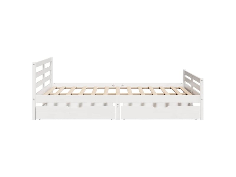  Lit double- lit adulte -  cadre de lit sans matelas blanc 140x200 cm bois de pin massif  - Conforama D
