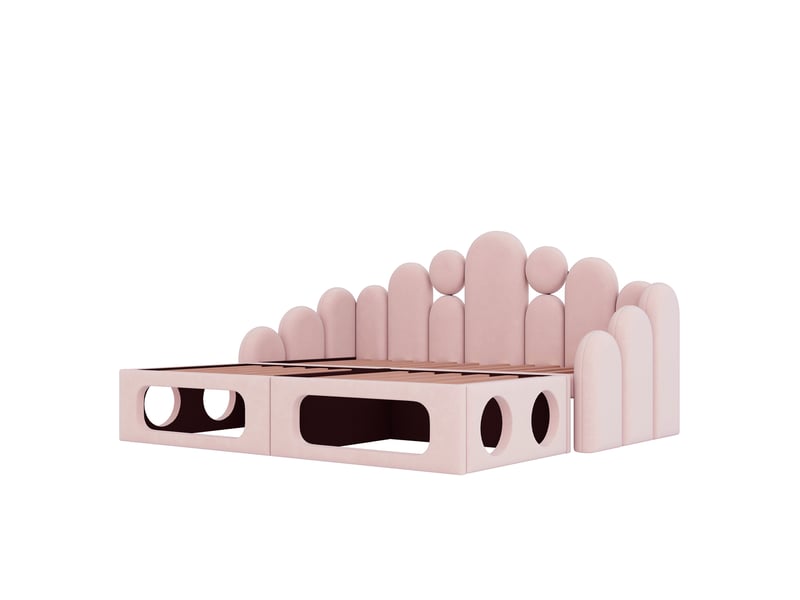  Lit canapé 2-en-1 velours rose 180x200 cm avec couchage intégré pour animal  - Conforama D