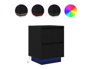 Vidaxl tables chevet led noir 2 tiroirs bois ingénierie meuble rangement 38x34x50cm chambre coucher design