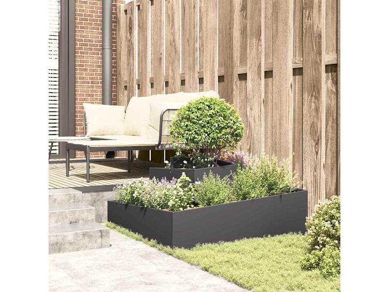  Jardinière - cache-pot de jardin noir 100 x 100 x 50 cm acier laminé à froid  - Conforama D