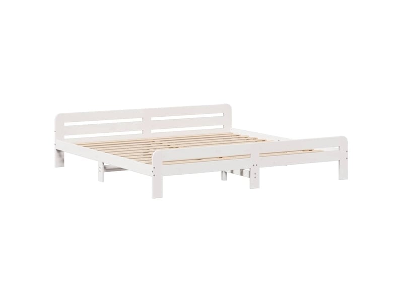 Lit double- lit adulte - cadre de lit sans matelas blanc 200x200 cm bois massif de pin - Conforama D