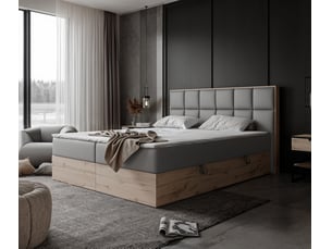 Lit coffre 120x200cm <strong>IDOHOME</strong> <strong>LAVIO II</strong> coloris gris