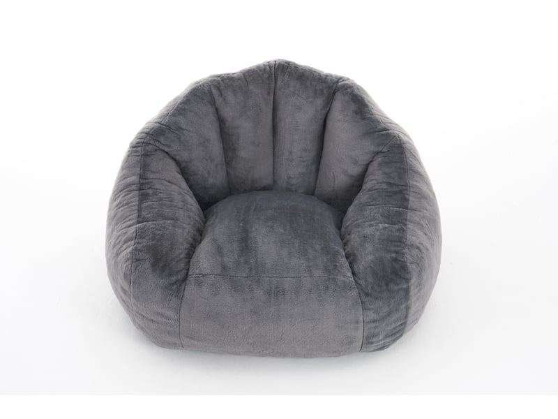  Fauteuil poire - 123 x 111 x 75 cm - gris clair - pouf lounge douillet en fausse fourrure avec mousse haute densité  - Conforama A