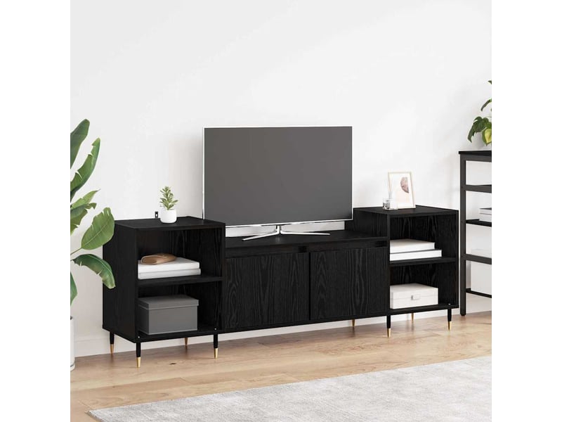  Meuble tv - banc tv - meuble de rangement 160 x 35 x 55 cm chêne noir bois d'ingénierie  - Conforama B