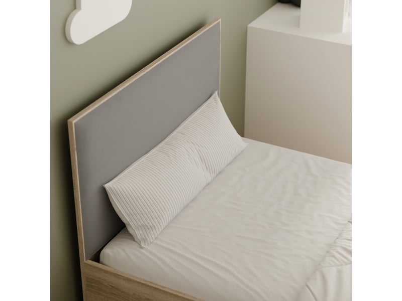  Lit coffre sashi - 90x200 cm - avec matelas - tissu velours - sonoma gris SASHI - Conforama D