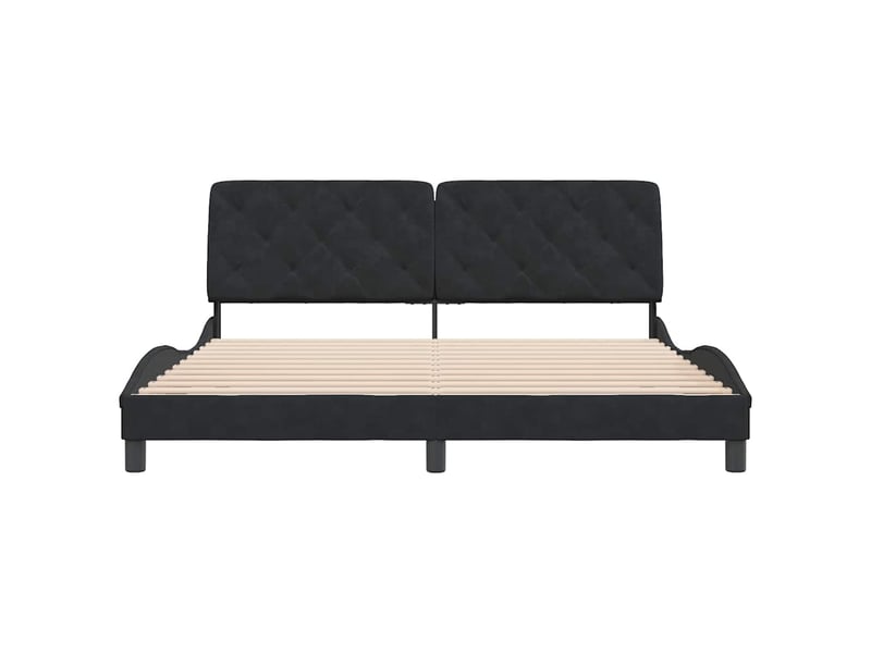  Lit double- lit adulte -  cadre de lit sans matelas noir 180x200 cm velours  - Conforama D