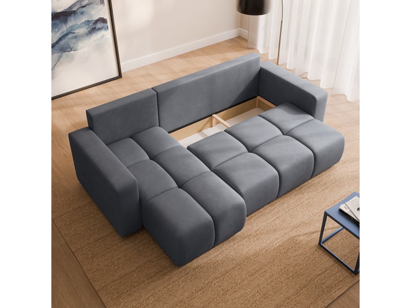  Canapé d'angle ramil, tissu peluche gris  - Conforama C