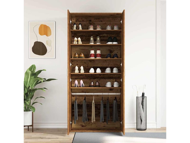  Meuble à chaussure, cabinet à chaussures 80x39x178 cm bois d'ingénierie shl8507  - Conforama D