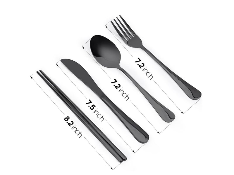  Un ensemble de couverts de voyage, un ensemble de couverts portables, en acier inoxydable, comprenant une fourchette et une cuillère - argent  - Conforama D