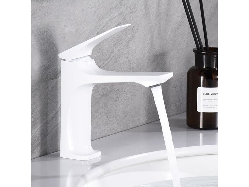  Robinet de lavabo pistolet de lavabo anti-éclaboussures blanc avec tuyau d'arrivée d'eau de 60 cm  - Conforama B