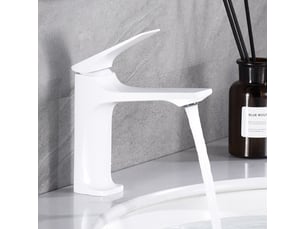 Robinet de lavabo pistolet de lavabo anti-éclaboussures blanc avec tuyau d'arrivée d'eau de 60 cm