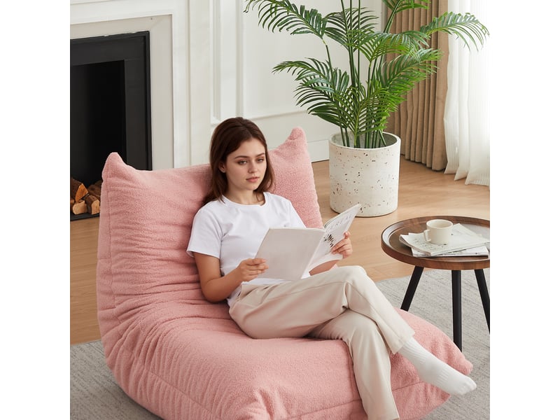 Fauteuil lounge en chenille rembourre sans accoudoirs pour salon chambre salle de jeux - Conforama D
