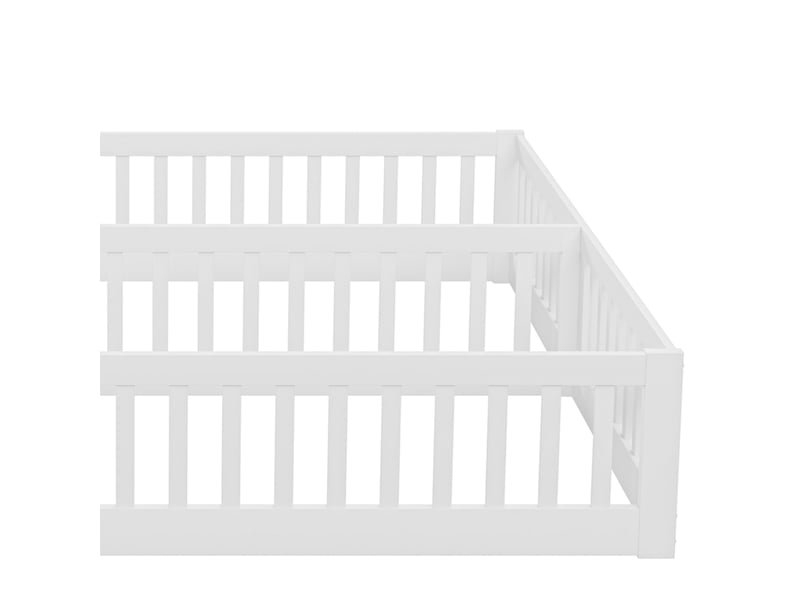  Lit 2 places 90x200 cm avec barrières de sécurité, en bois, blanc, sans matelas  - Conforama E