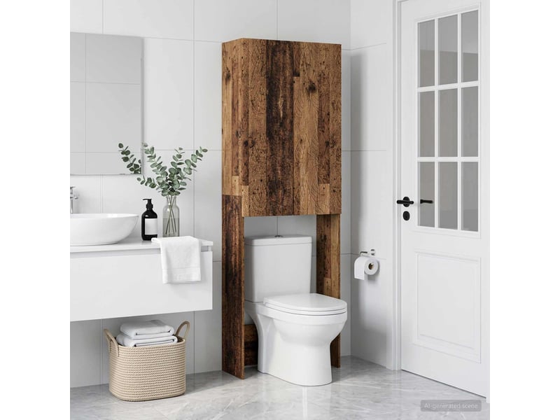  Armoire de toilette, meuble de toilette delft bois ancien 66x25.5x190 cm  - Conforama C