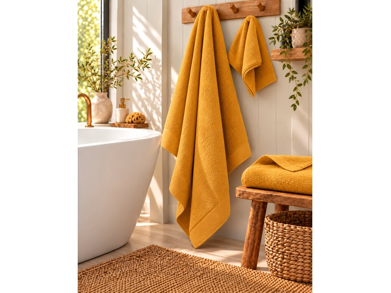  Drap de bain softy 100 x 150 cm éponge zero twist 100% coton peigné 600 gm² ocre CP-DDBAINSOFTY-OCRE - Conforama A