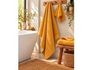 Drap de bain softy 100 x 150 cm éponge zero twist 100% coton peigné 600 gm² ocre