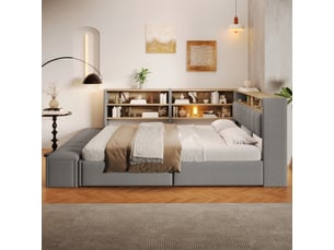 Lit banquette 140x200 cm <strong>MODERNLUXE</strong> <strong></strong> coloris gris