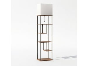 Lampadaire 40x29x171 cm réglable avec télécommande mdf métal beige noir brun rustique