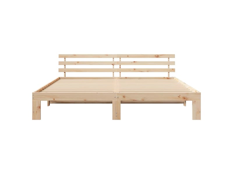 Lit double- lit adulte - cadre de lit avec tête de lit naturel 200 x 200 cm pin massif - Conforama D