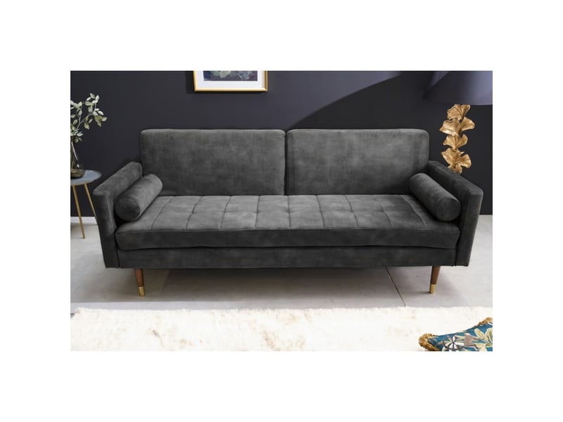  Canapé droit atelia gris convertible – canapé-lit design en velours avec structure en bois massif  - Conforama E