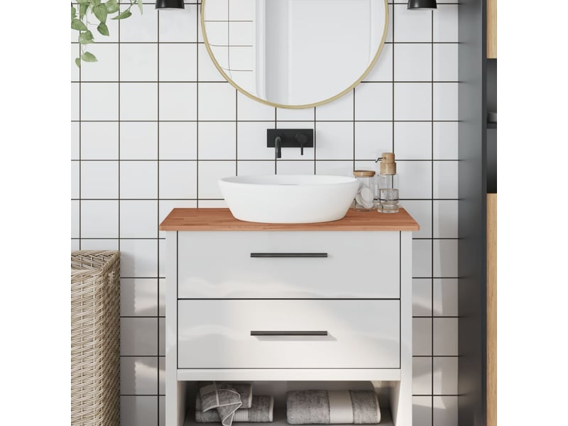 Comptoir de salle de bain, plan de travail 80x40x1,5 cm bois massif de hêtre cf65765 - Conforama B