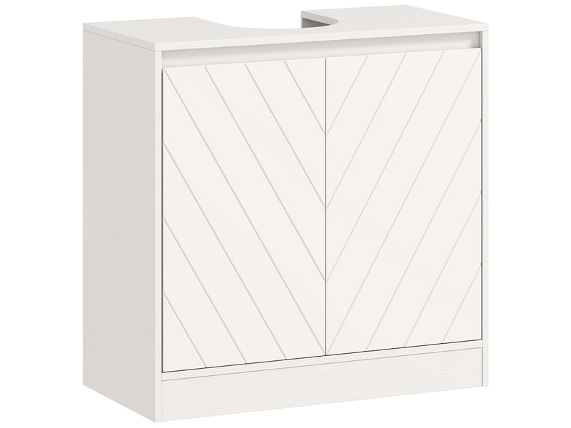  Meuble salle de bain sous lavabo - meuble sous-vasque - placard 2 portes avec étagère blanc  - Conforama A