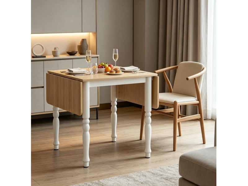  Table à manger extensible 134 x 80 cm – chêne et blanc – 2 rallonges en mdf, 2 à 6 personnes  - Conforama D