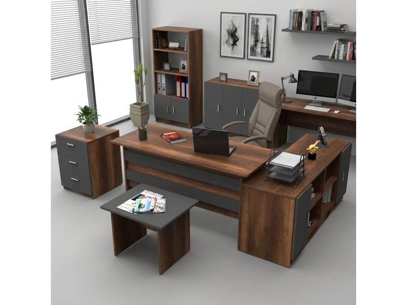 Ensemble de mobilier de bureau avec bureau et rangements korithor - Conforama B