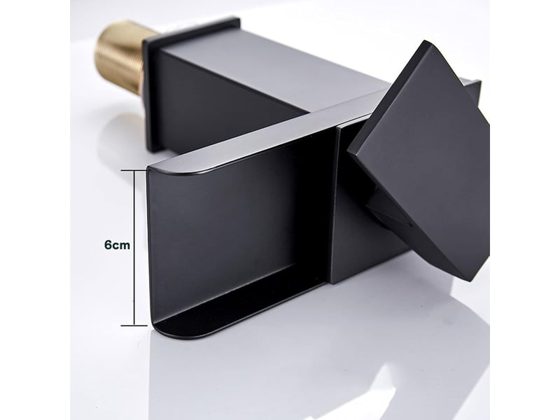  Robinet mitigeur cascade pour lavabo de salle de bain, monotrou en acier inoxydable, noir QA001662 - Conforama E