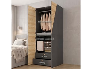 Armoire WELLTIN coloris bois clair largeur 180 cm