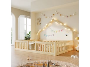 Lit cabane 140x200 cm <strong>OOIILLEE</strong> <strong></strong> coloris naturel
