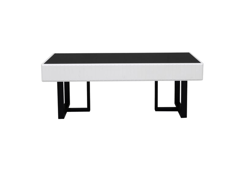 Table basse moderne noire blanche plateau brillant 110x50 cm structure acier design salon contemporain - Conforama A