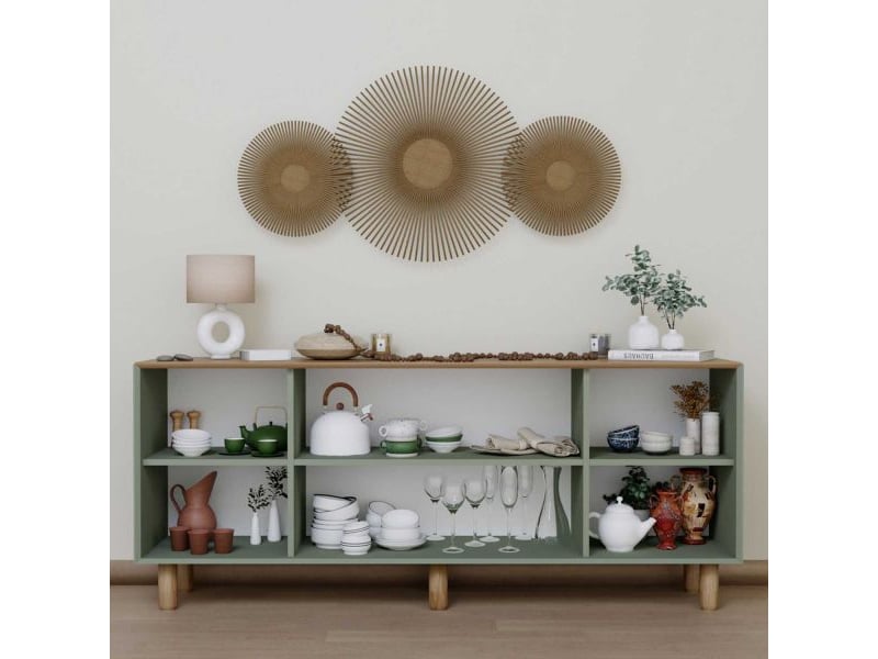  Buffet 4 portes en aggloméré bohemian vert  - Conforama D