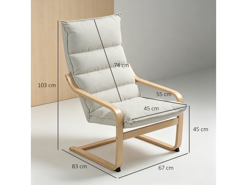  Fauteuil de salon avec accoudoirs en tissu effet velours crème 67x83x105 cm  - Conforama C