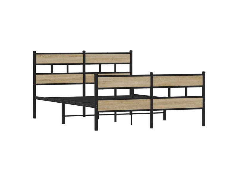  Lit double- lit adulte -  cadre de lit en métal sans matelas chêne sonoma 150x200 cm  - Conforama B